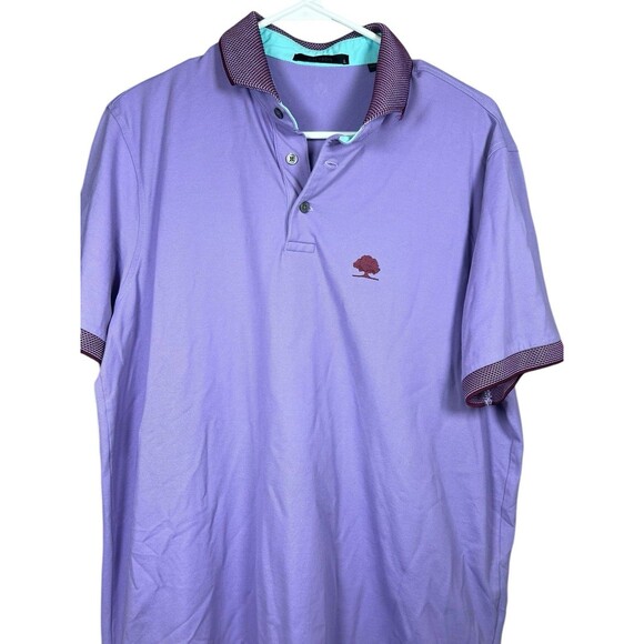 Greyson Golf Polo Mens Sz Lg Solid Purple Pima Modal Spandex Embroidered Tree - Picture 2 of 10